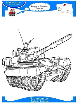 Çocuklar İçin Tank Boyama Sayfaları 
